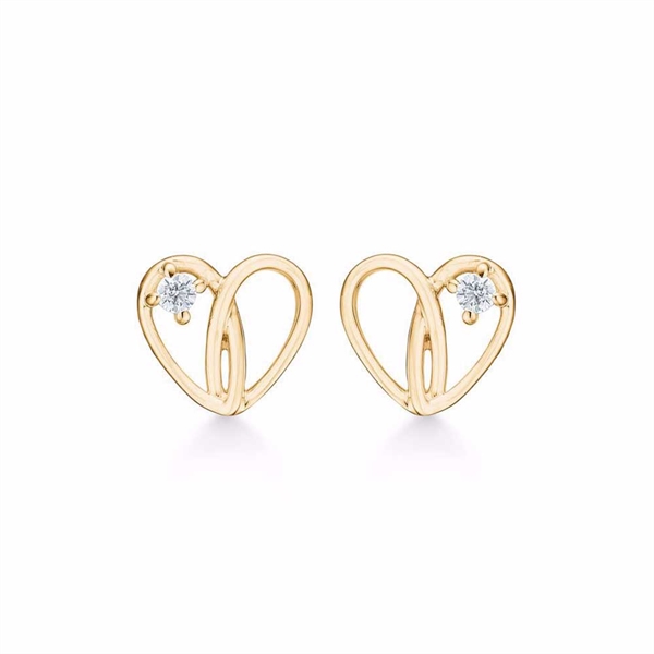 Forgyldte Sølv Ørestikker med Hjerte og Zirkonia