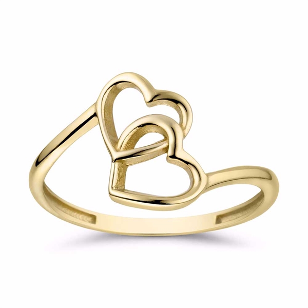 Ring i 8 karat guld med flettede hjerter