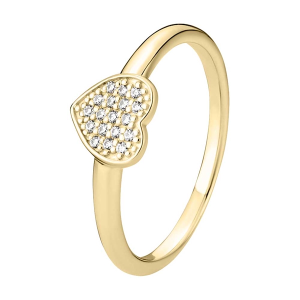 Ring i 8 kt. Guld med Hjerte og Zirkoniasten