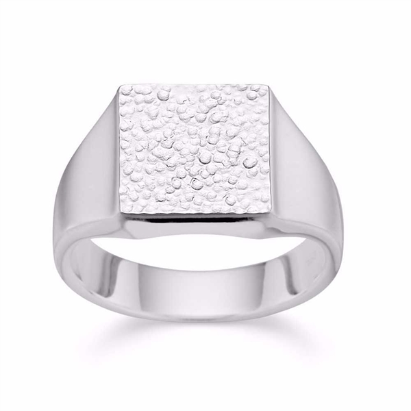 Rustik Herre Signet Ring i Sølv - 12 x 12 mm
