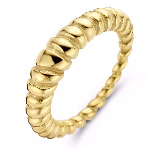 Snoet Guldfarvet Ring i Stål - PVD Belægning