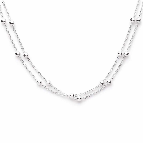 Dobbelt Ankelkæde i Sølv med Kugler - 925 Sterling