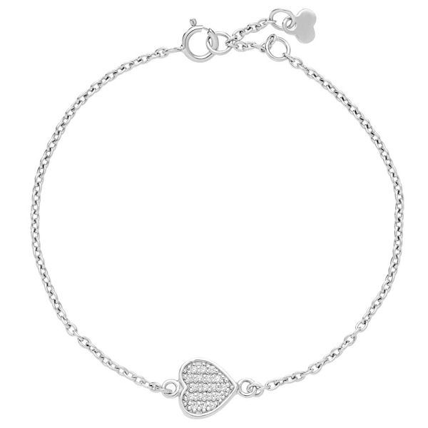Armbånd i Sterlingsølv med Hjerte og Zirkoniasten