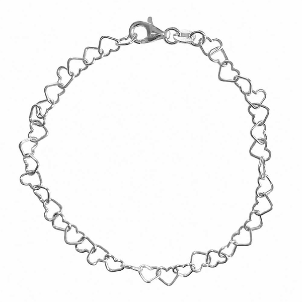Armbånd i Sølv med Flettede Hjerter - 18,5 cm
