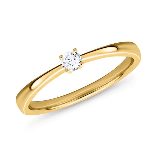 Solitairering i 14 kt. Guld med Lab-Grown Diamant 0,10 ct.