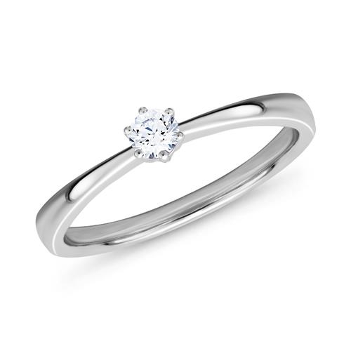 Forlovelsesring i 14 kt. Hvidguld med Diamant 0,10 ct. - str. 56