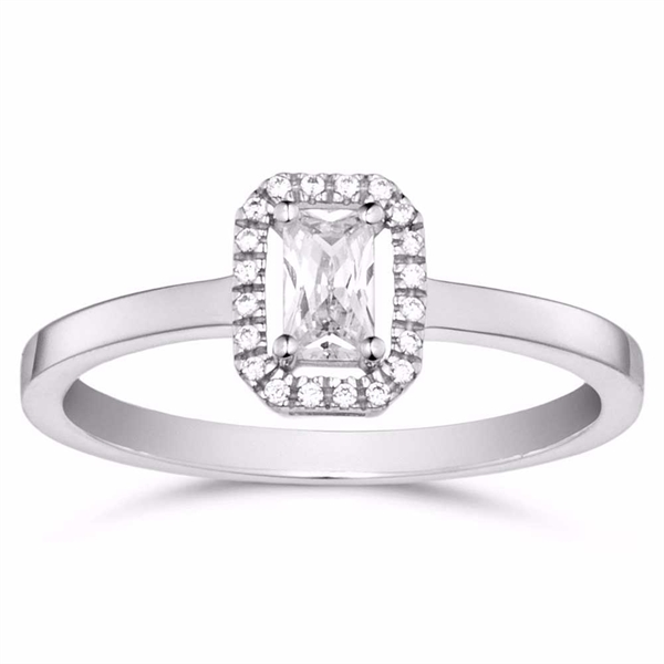 Sølvring med Zirkonia i 925 Sterling Sølv - Elegant Rektangulært Design