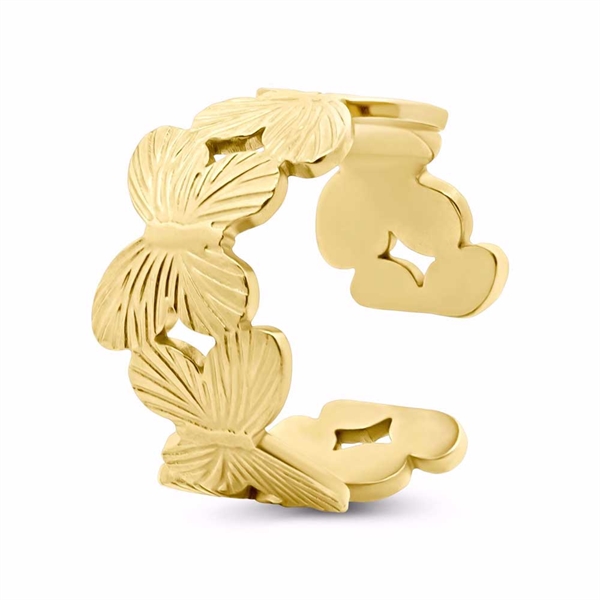 Sommerfuglering i PVD Guldbelagt Stål - Justerbar