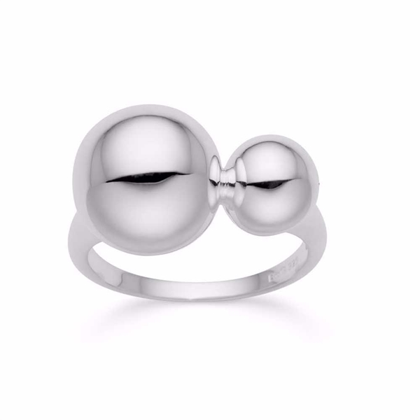 Produktnavn: SOPHIA Kugle Ring i Sterling Sølv - Dobbelt Kugle Design