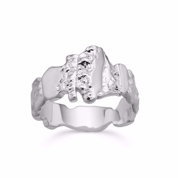 Ring i Sterling Sølv - Rustik Struktur Design
