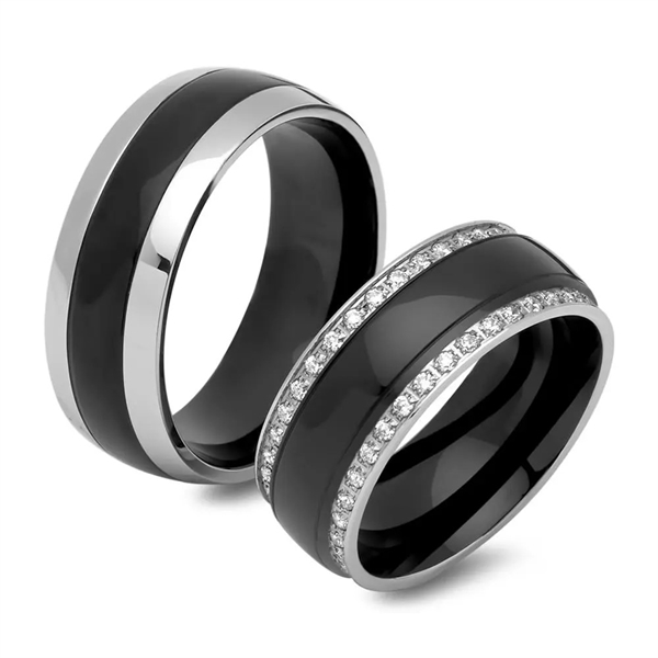 Delvis sorte vielsesringe med Zirkoniasten - 8 mm