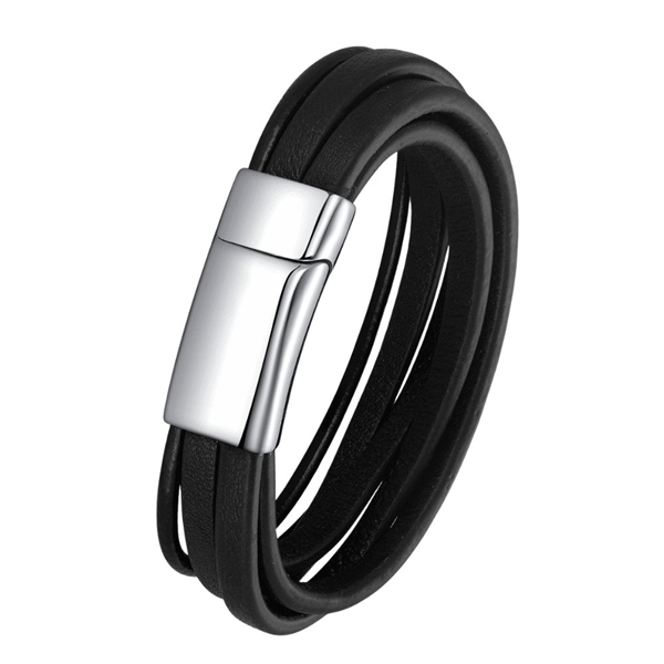 Læderarmbånd med Magnetisk Stållås - 18 cm