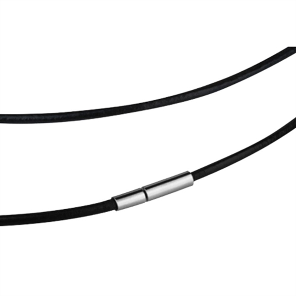 Sort Læderhalskæde 3 mm med Stållås - 42 cm