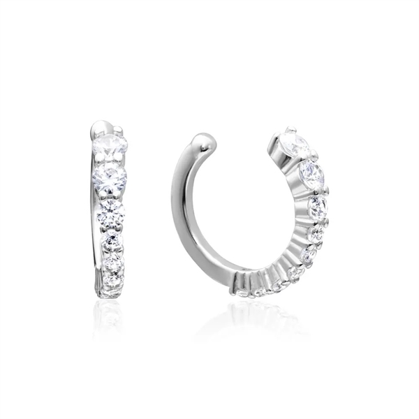 Ear Cuffs i Sølv med hvide Zirkoniasten